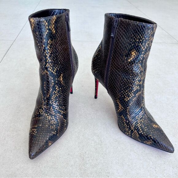 CHRISTIAN LOUBOUTIN So Kate Leather Snake Embossed Dark Brown Boots 85 EU 38 US8 - Picture 5 of 15